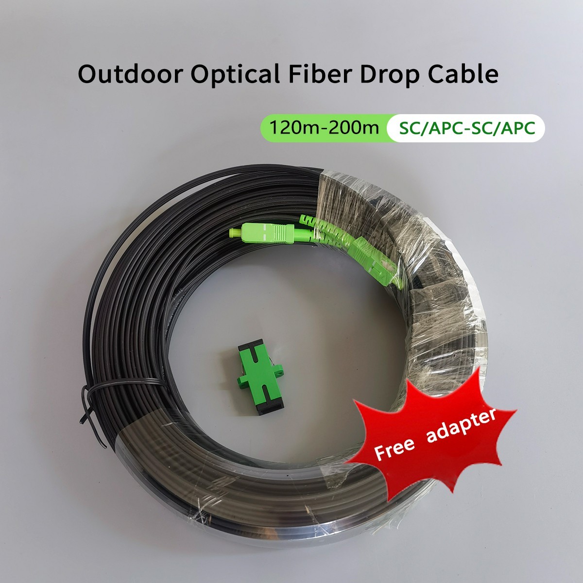Outdoor Drop Fiber Optic Patch Cable SC/APC-SC/APC 120M-200M Single Mode FTTH