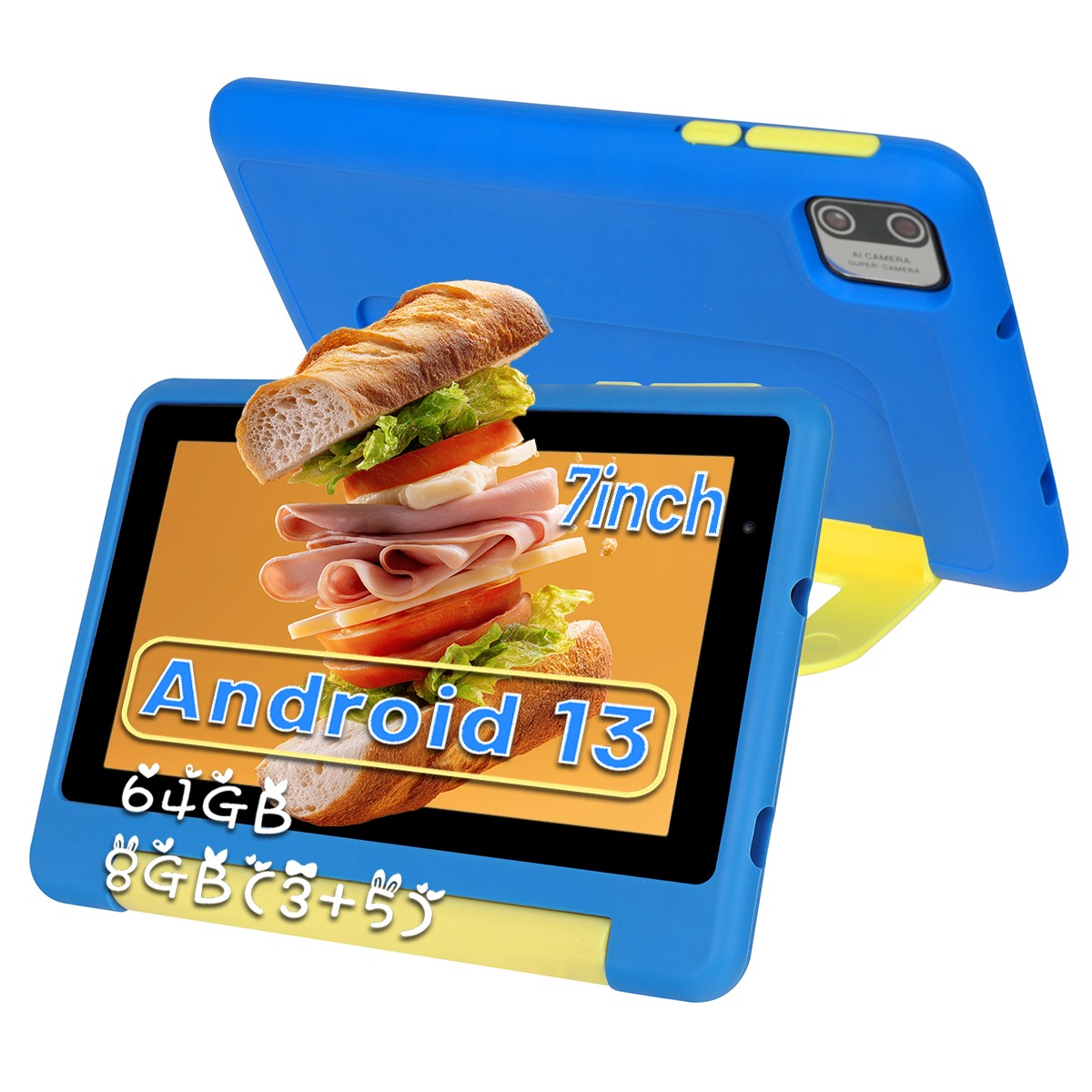 AEEZO 7 inch for Kids Tablet Android 13 8GB RAM 64GB ROM  Dual Camera