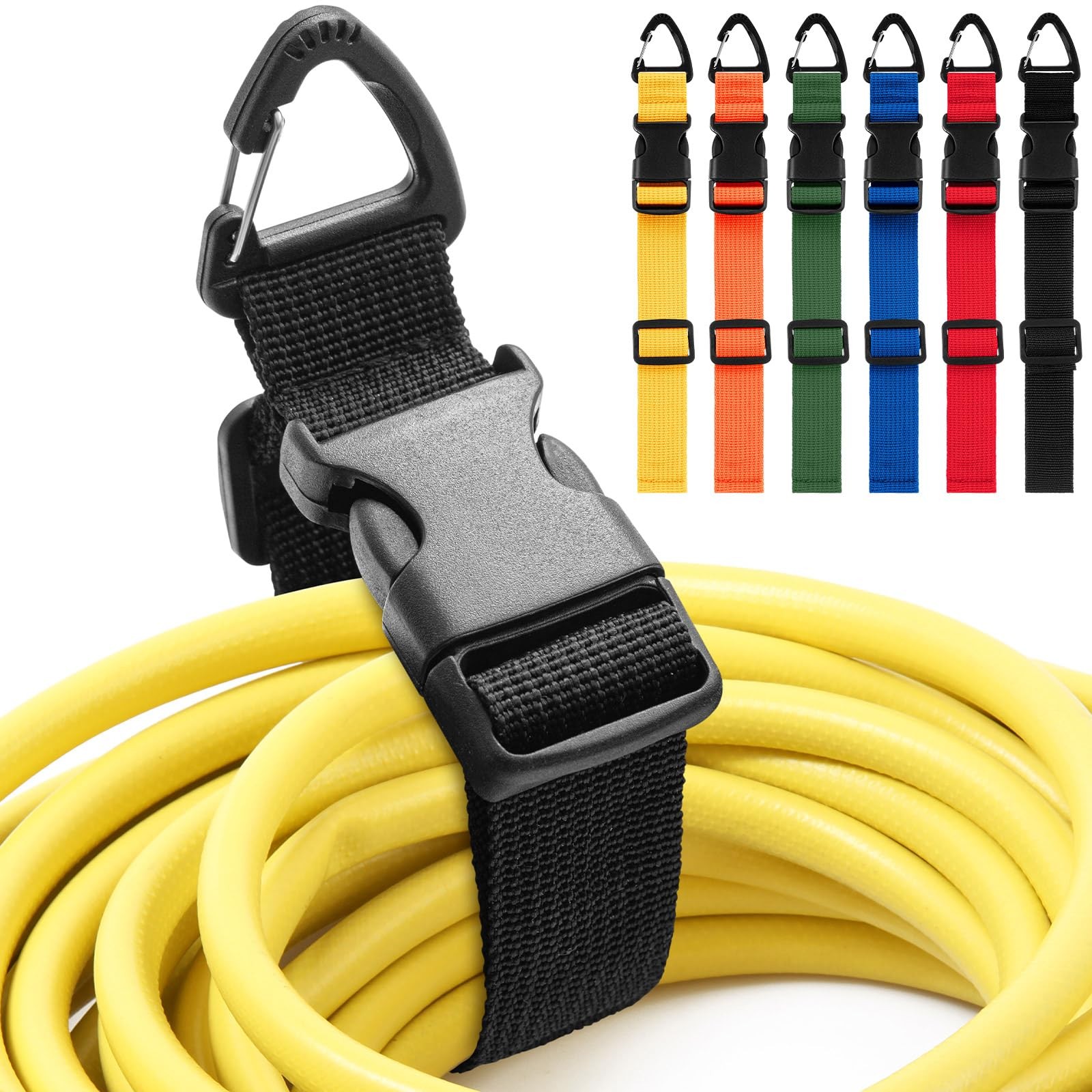 Wowangce 6 Pack Adjustable Extension Cord Holder Straps,Multicolor