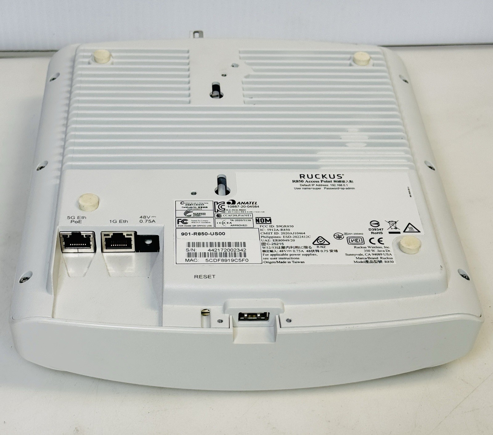 Ruckus R850 901-R850-US00 Wireless Access Point 