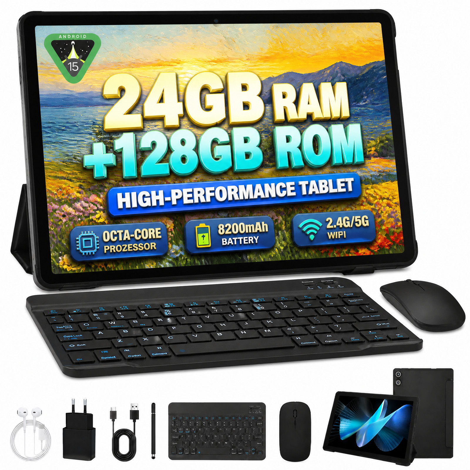 URAO New Tablet 11" FHD Touch 24GB+128GB ROM 1TB TF Android 15 Octa Core PC 2026