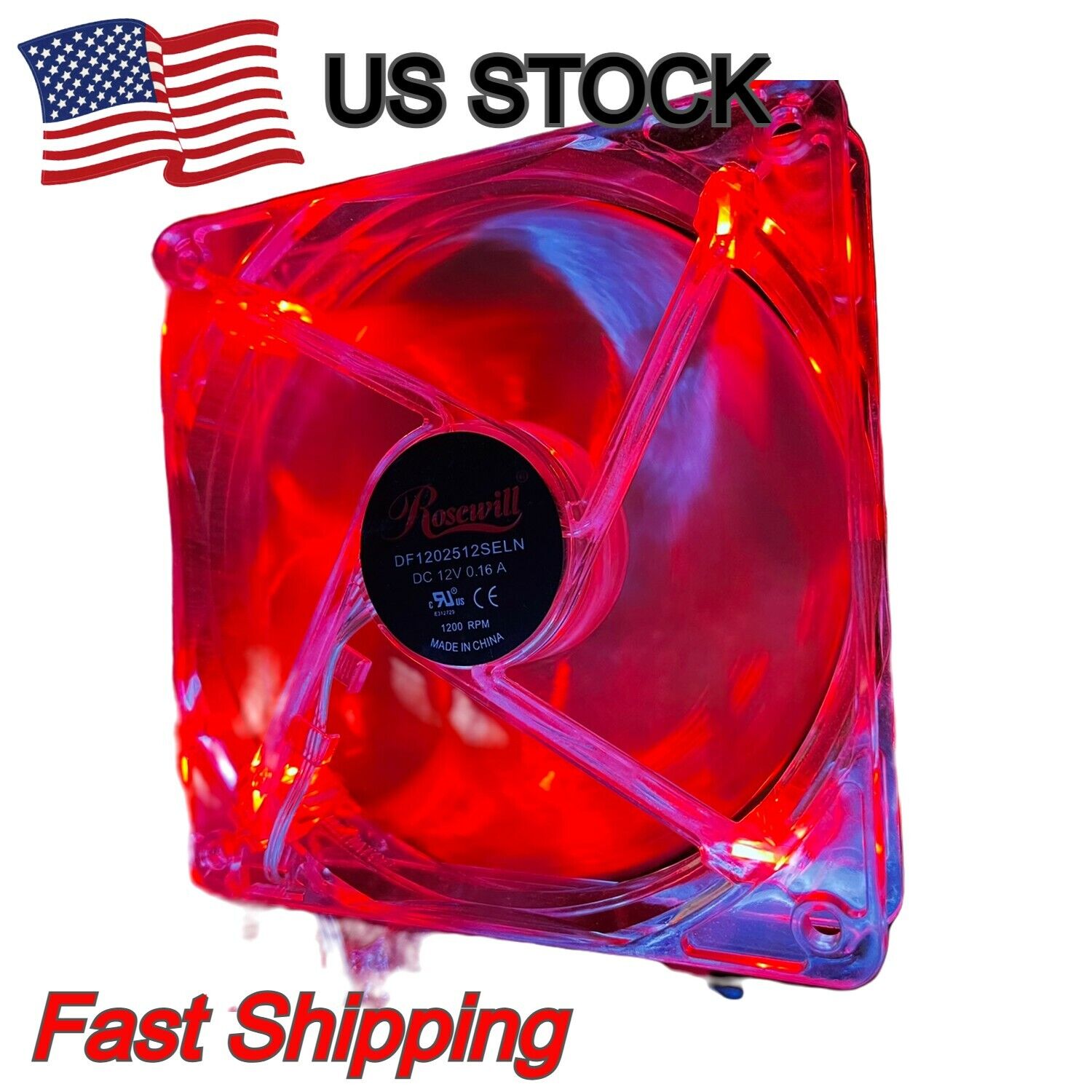 Rosewill LED 120mm Quiet PC Computer Case Cooling Fan 3pin 12V 0.16A 120*120*25 