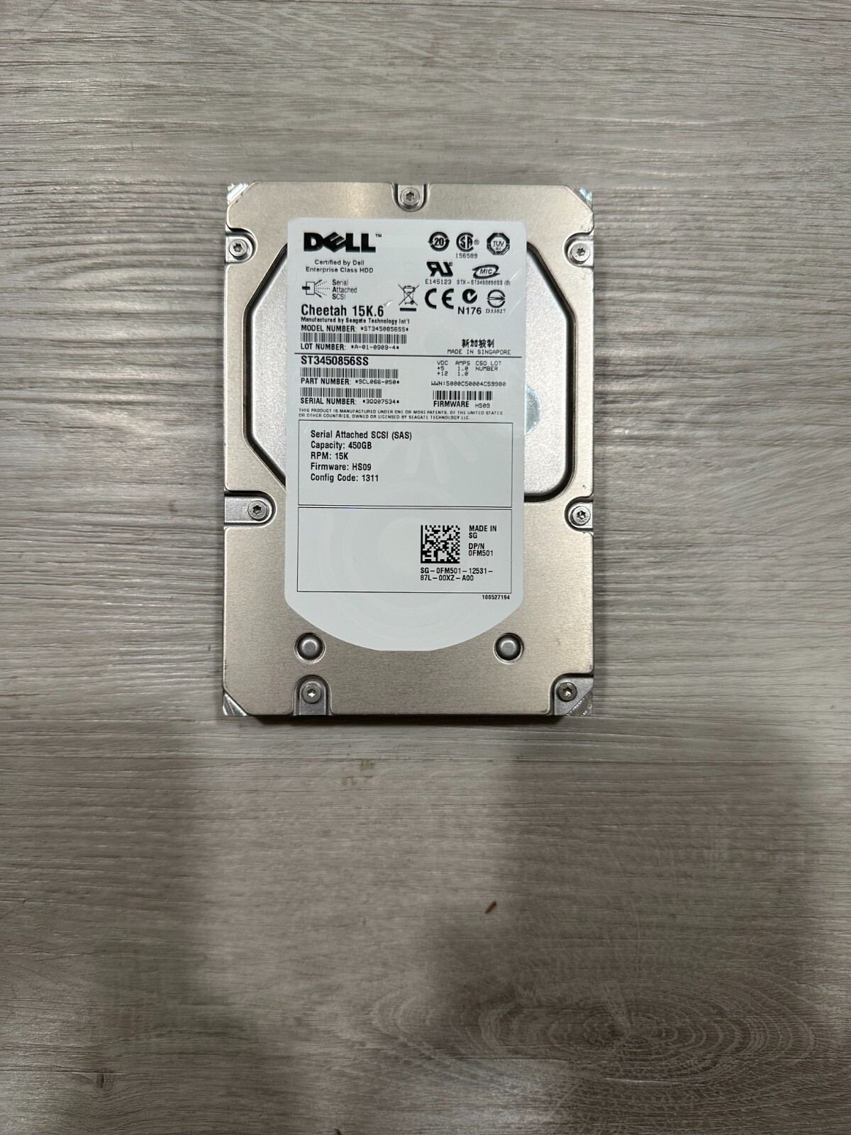 Seagate ST3450856SS 450GB 15.6K 3.5" SAS HDD Dell 0FM501