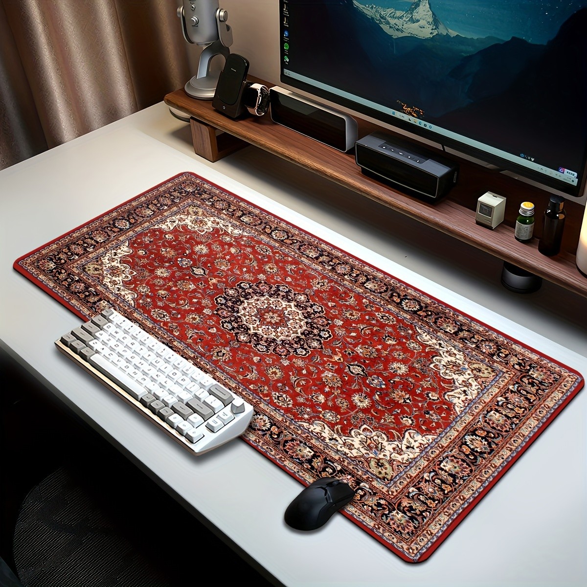 1pc Vintage Persian Pattern Design Large Keyboard Mat, Durable Mouse Pad, Smal