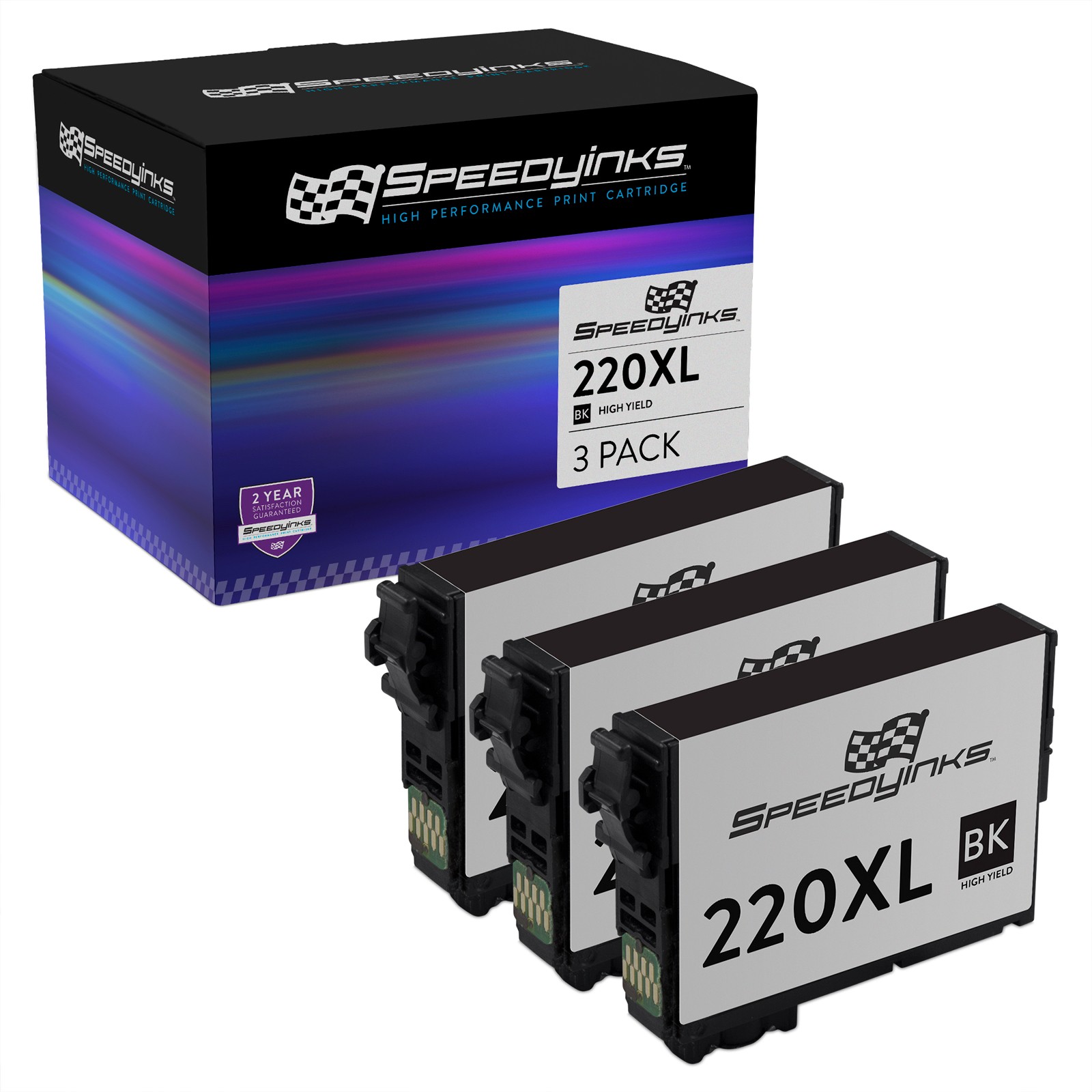 SPEEDY 3PK 220XL Ink Cartridge for Epson T220XL220 HY Black WF2630 WF2650 WF2660