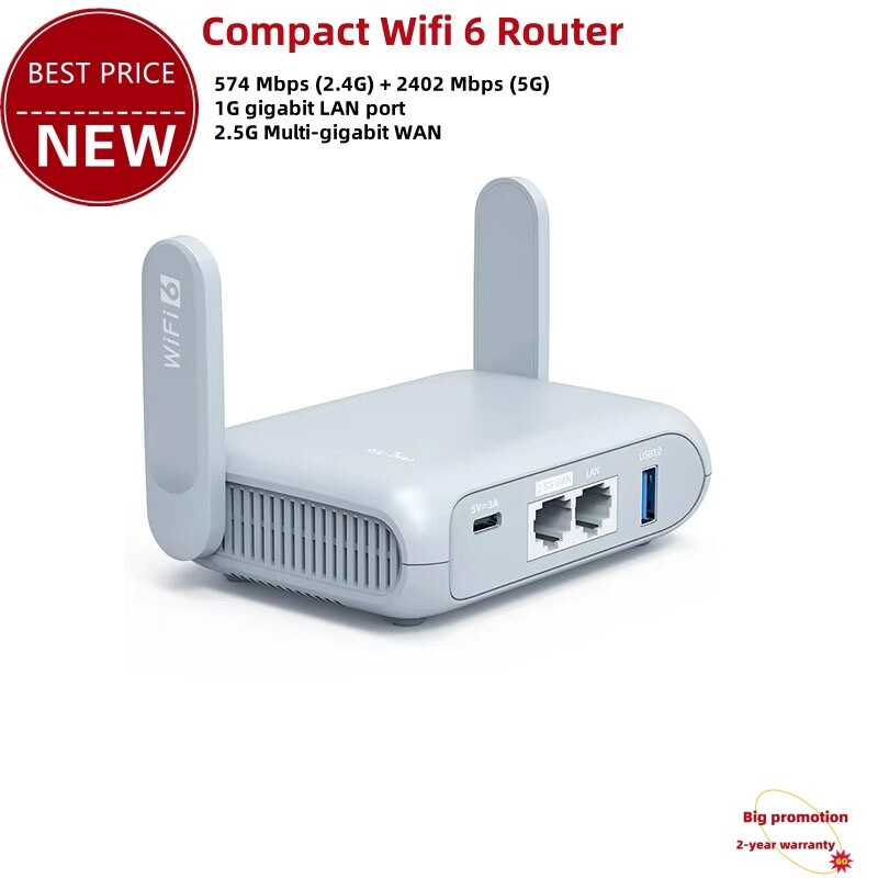GL.iNet GL-MT3000 Beryl AX Wifi 6 Router with 2.5G Port + Power Adapter