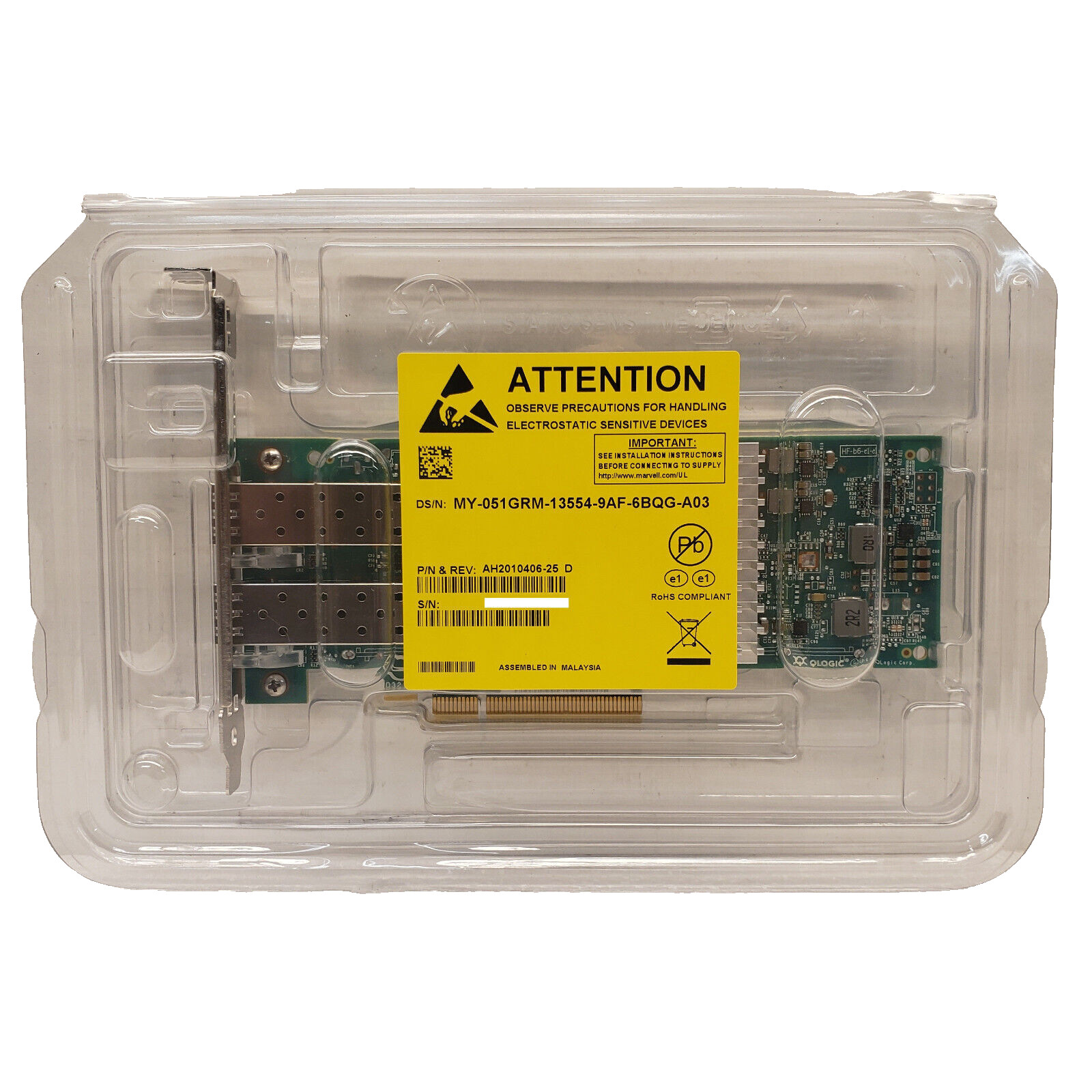 DELL QLogic QL45212HLCU-DE Dual Port 25GB PCIe Network LP Card P/N: AH2010406-25