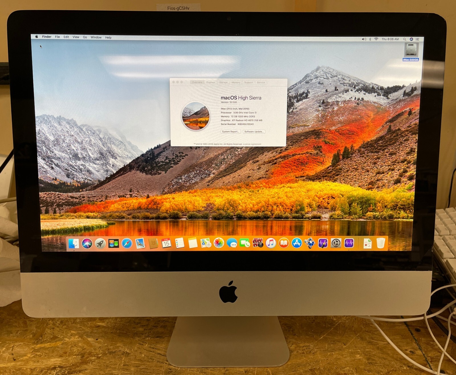 Apple iMac 21.5-inch December 2010 3.06GHz Intel Core i3 (MC508LL/A)