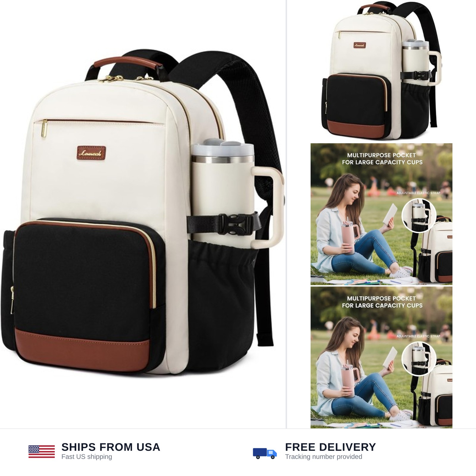 LOVEVOOK Laptop Backpack for Women with Pouch Pocket for Large Capacity Cup,1...