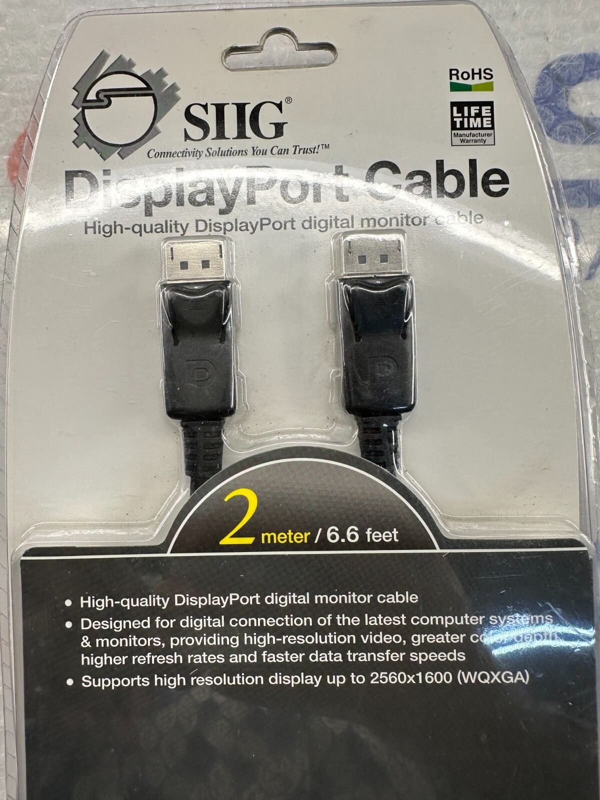 NEW SIIG CB-DP0022-S1 DisplayPort Digital Monitor Cable, 2-Meters (6.6ft)