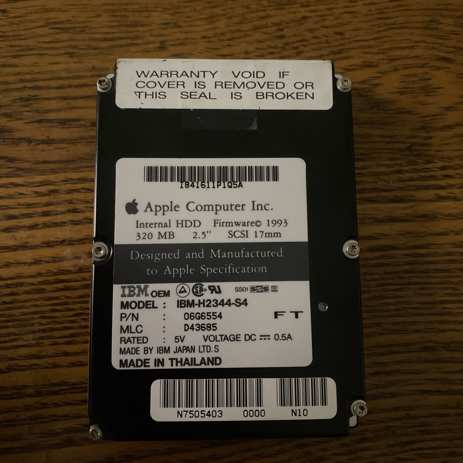 Apple Macintosh 320MB 2.5 SCSI Hard Drive PowerBook Laptop IBM-H2344-S4 Untested