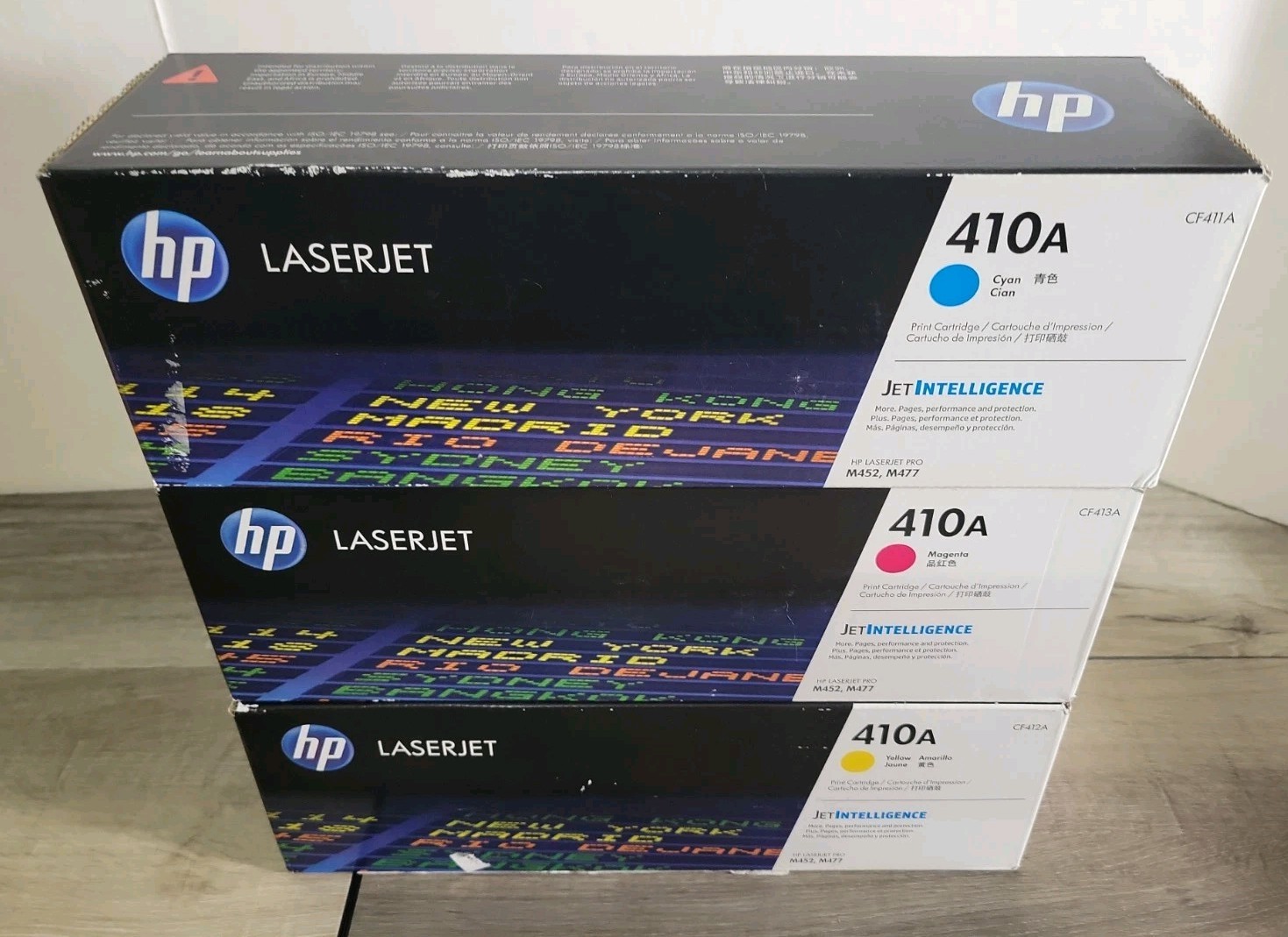 Genuine HP 410A C/M/Y Original LaserJet Toner Cartridges CF411A, CF413A, CF412A