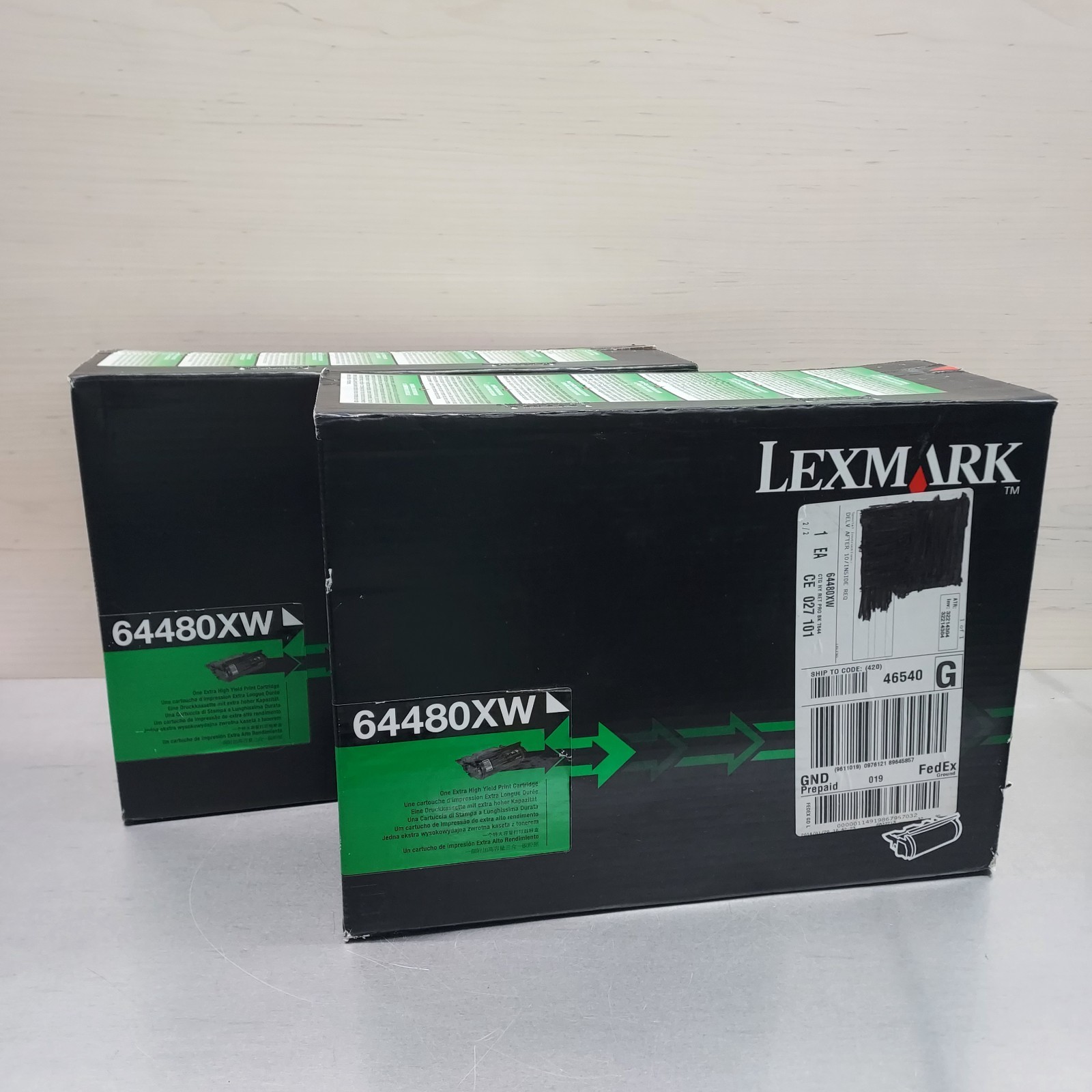 Lot of 2 Lexmark 64480XW Black Extra High Yield Toner Cartridge T644