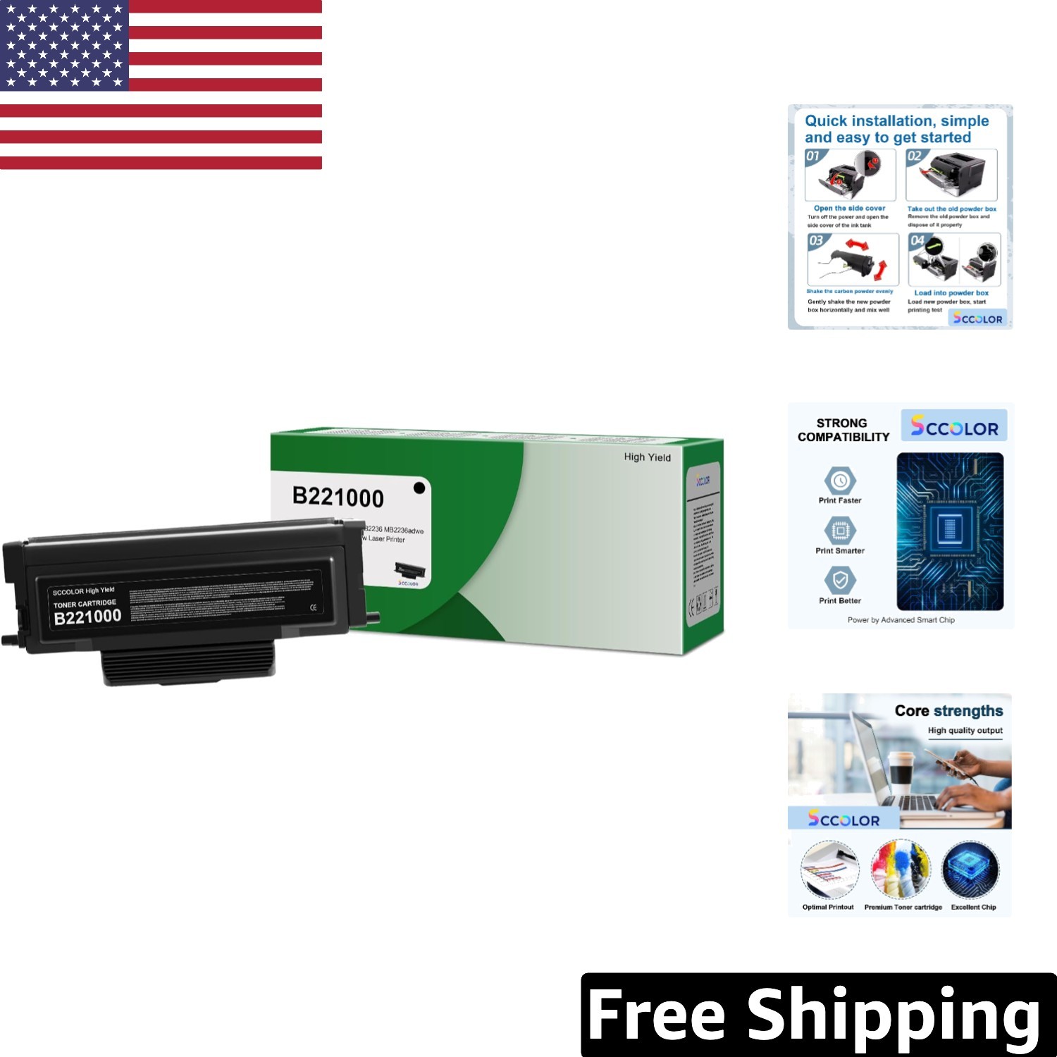 Lexmark B221000 High Yield Black Toner Cartridge - Easy Installation, 3000 Pages