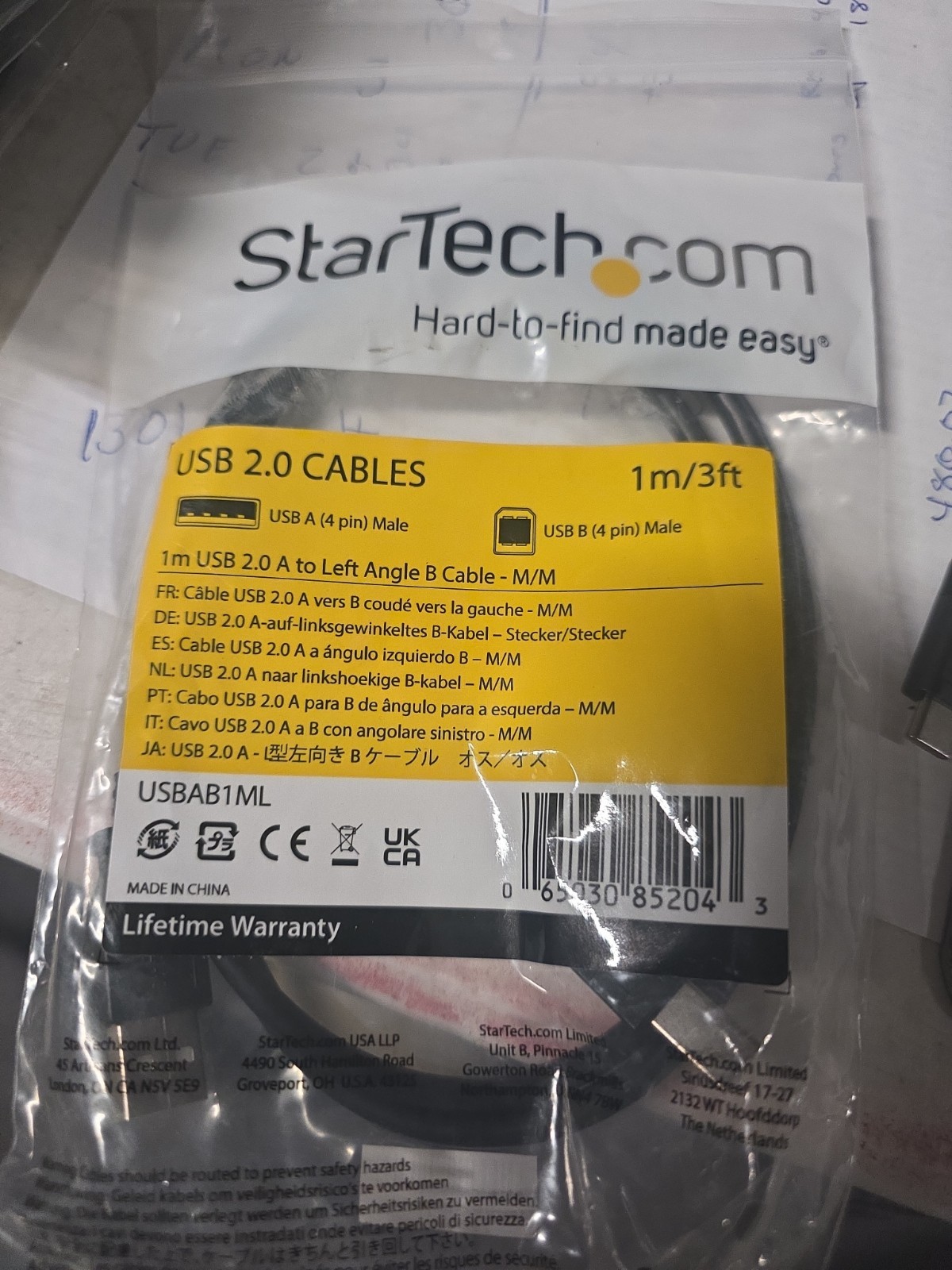 StarTech.com Left-Angle USB-A Cable - M/M - 1 m (3 ft.) - USB 2.0