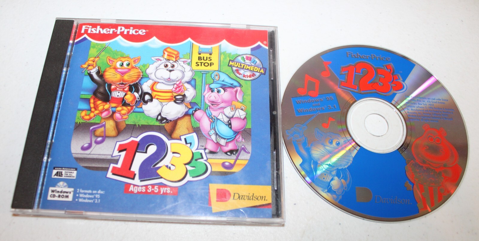Fisher Price 1-2-3-'s (PC, Windows 95 & 3.1) Teaches Numbers, Counting & Math