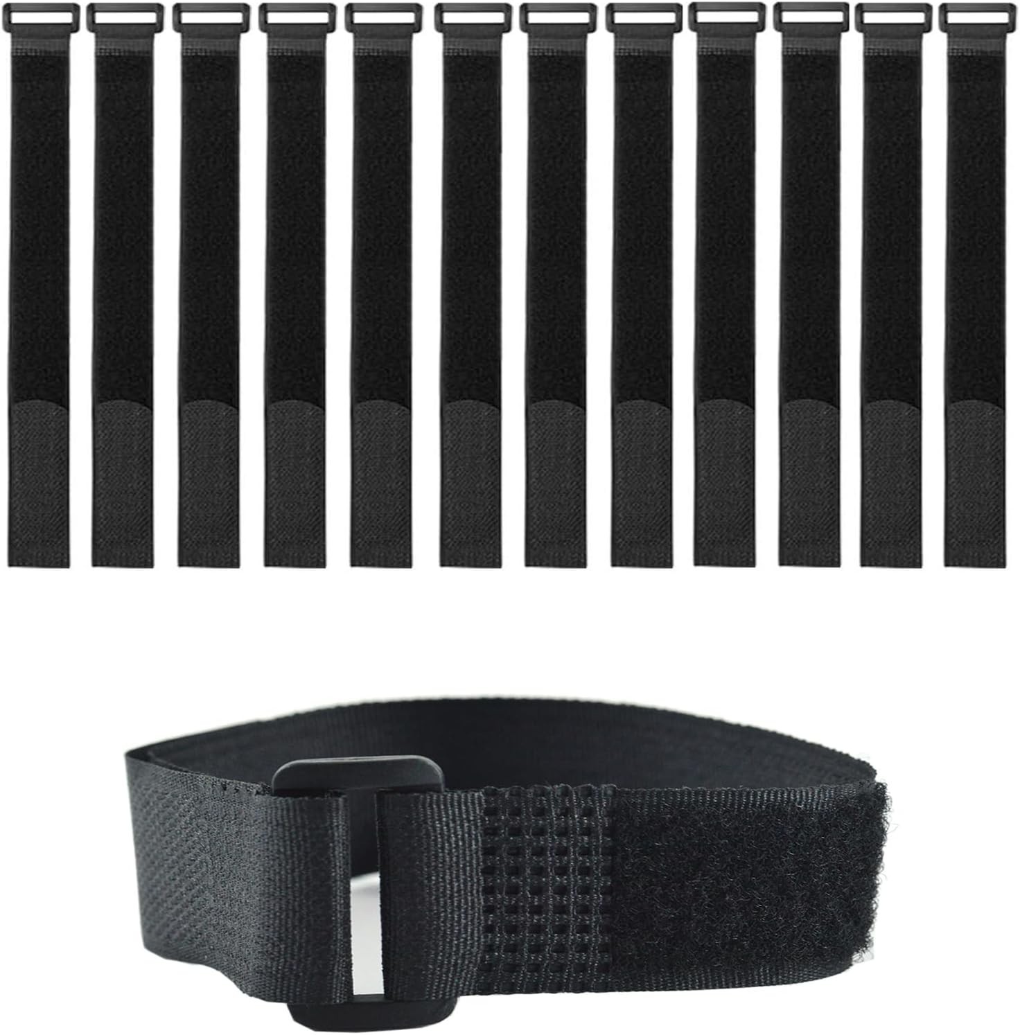 12 Pack Reusable Cable Ties 16 x 1 Inch Adjustable Hook and Loop Straps for Wire