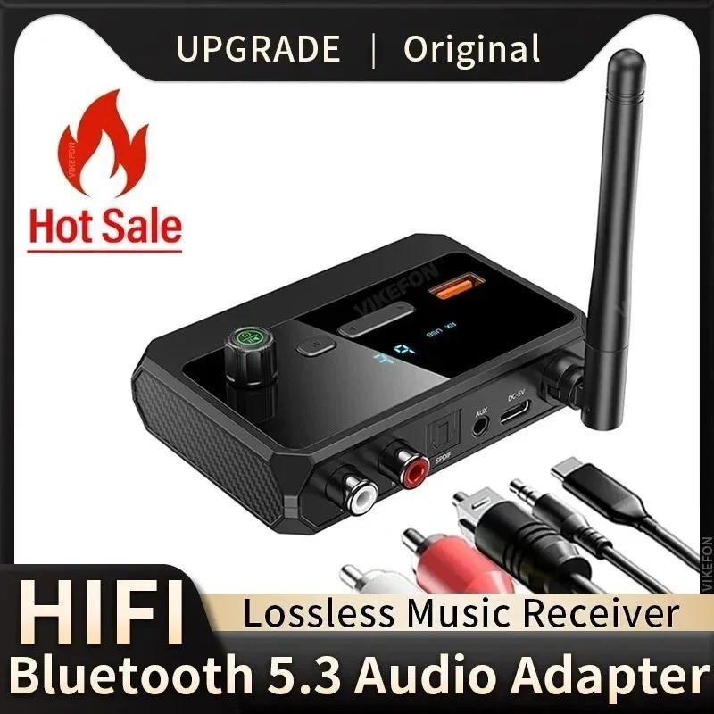 Bluetooth 5.3 Home Stereo Audio Receiver AUX USB Optical HD Music to RCA Adapter