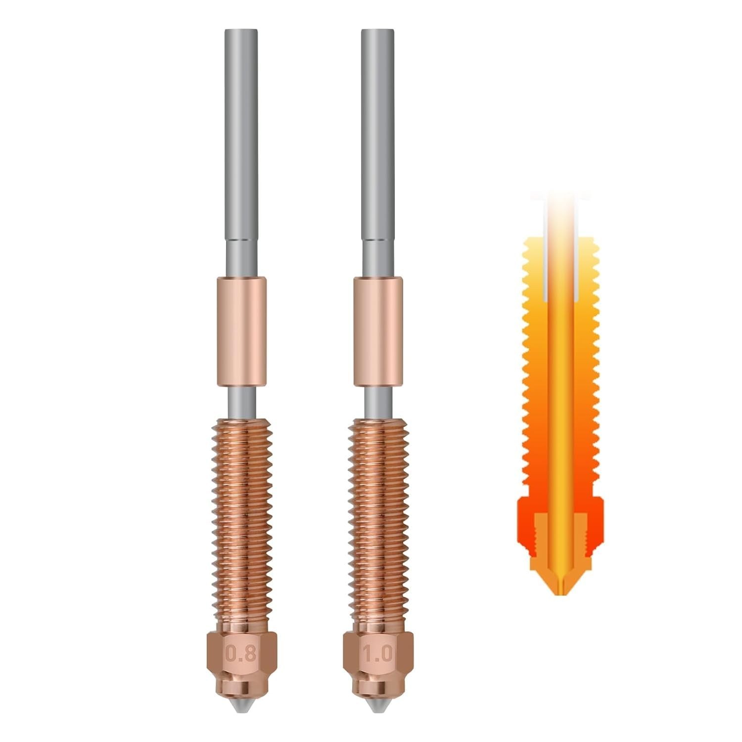 K1C Nozzle 0.8*1.0Mm 2Pcs Unicorn Quick Plug Ender 3 V3 Nozzle Fits K1C/K1 Max 3