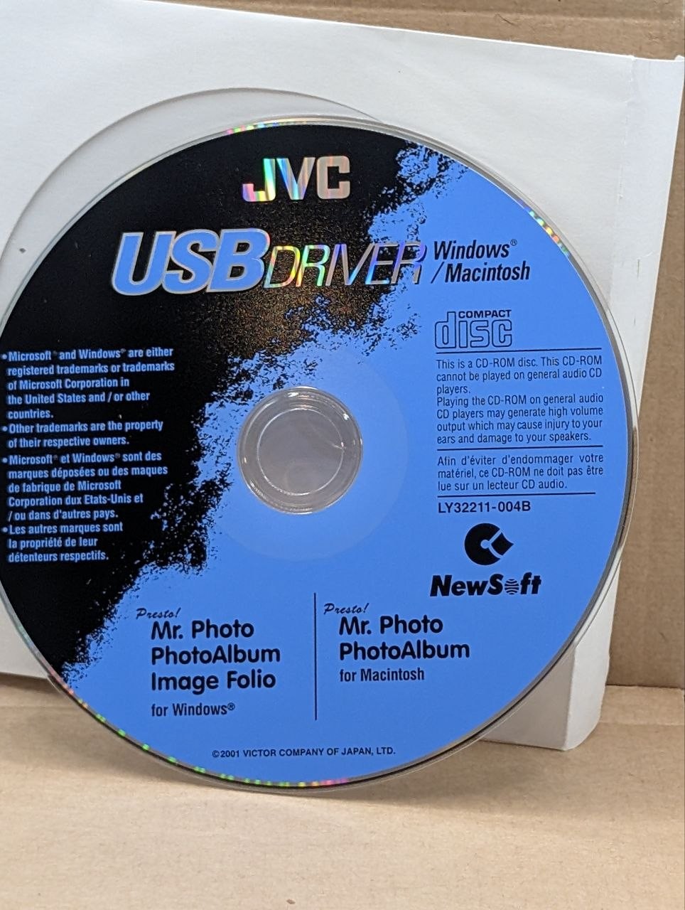 JVC USB Driver CD-ROM LY32211-004B Windows Mac NewSoft Mr Photo Image Folio 2001