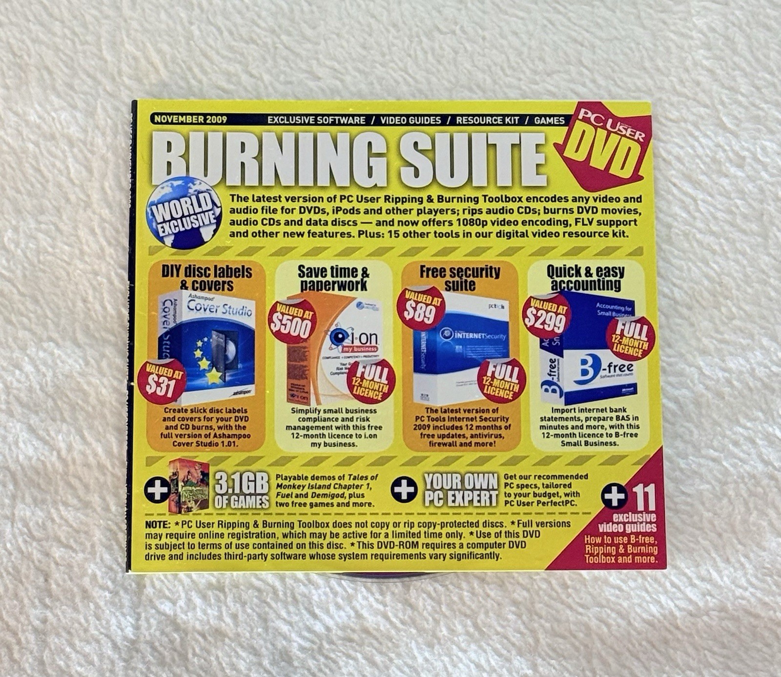 PC User DVD Nov 2009 Bundle – Software, Video Guides, Games & Inserts Complete