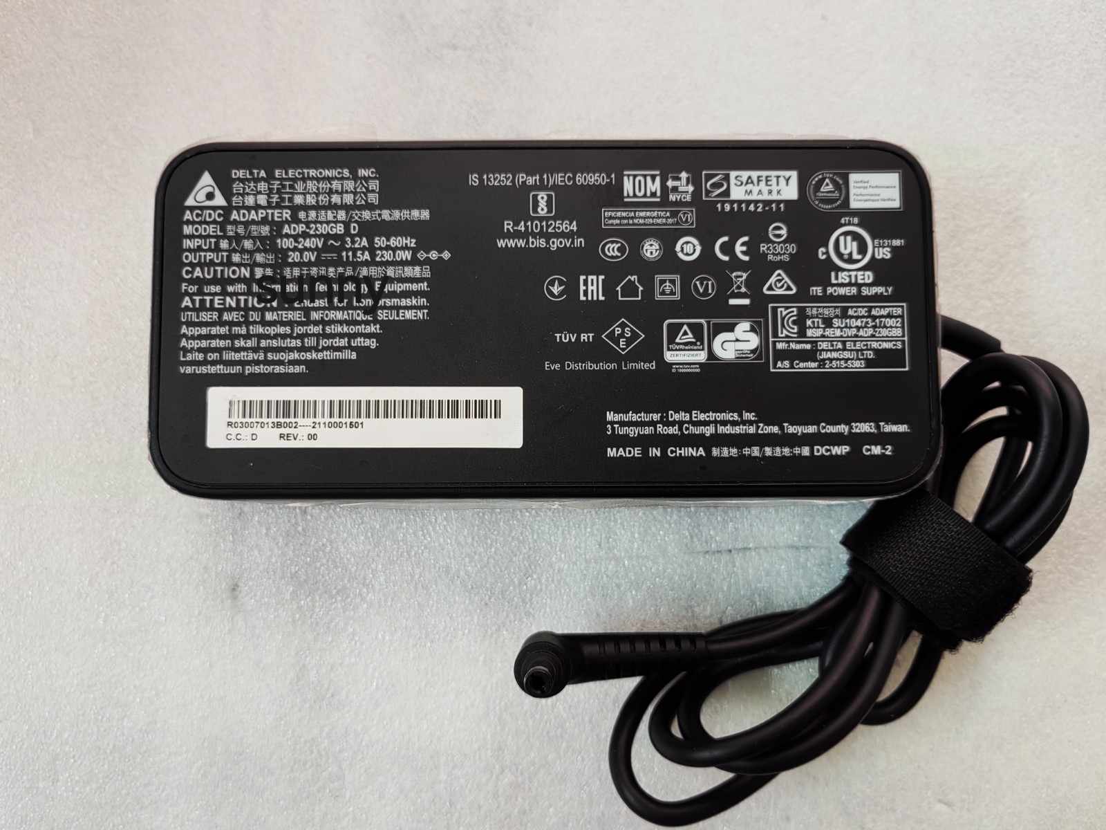 Genuine Delta 230W 20V 11.5A ADP-230GB D for MSI Creator 17 B11UE-471 AC Adapter