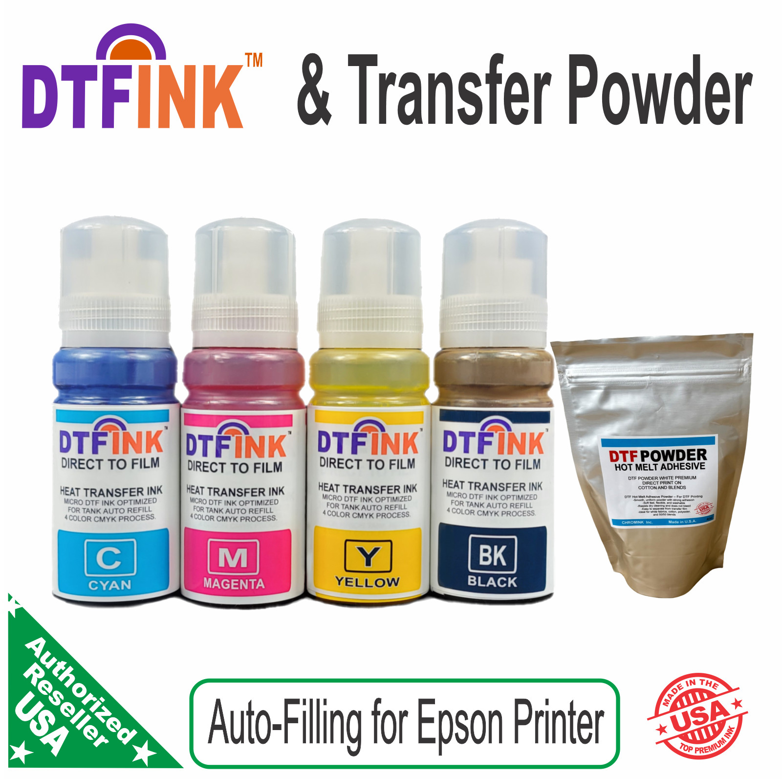 DTF Ink & Powder Direct-to film fit for Epson ET2400 ET2800 ET2803 ET4800