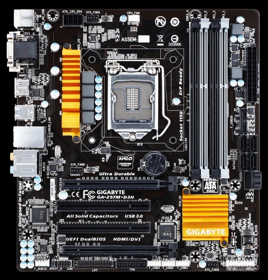 For Gigabyte GA-Z97M-D3H LGA1150 DDR3 Motherboard Tested ok Z97 VGA+DVI+HDMI
