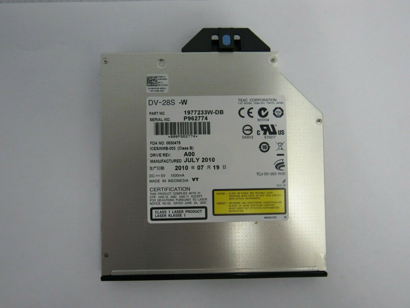 Dell Poweredge R710 DVD ROM Drive DV-28S-W 0KVXM6 KVXM6 55-4