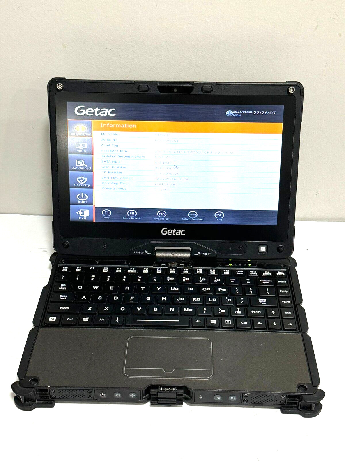 Getac V110 G2 i7-5500U 8GB Ram NO CADDY/NO SSD/NO Charger #P