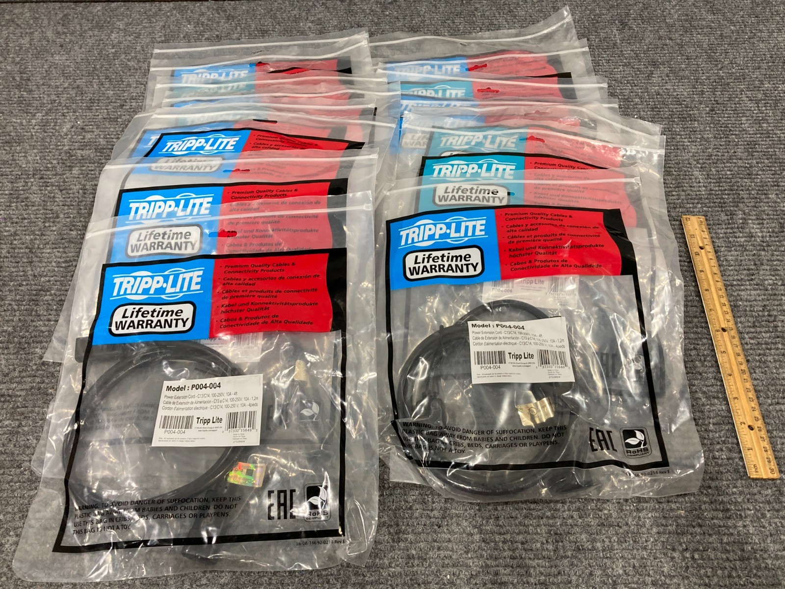 Lot of 15 Tripp Lite P004-004 4ft. Power Extension Cord - Open Box