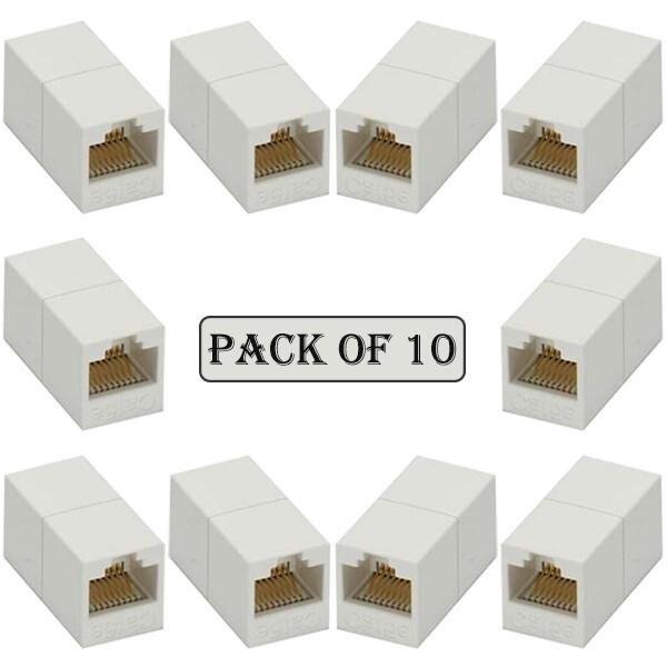 10x Cat5e RJ45 Female to Female Ethernet Network Inline Coupler Extender White