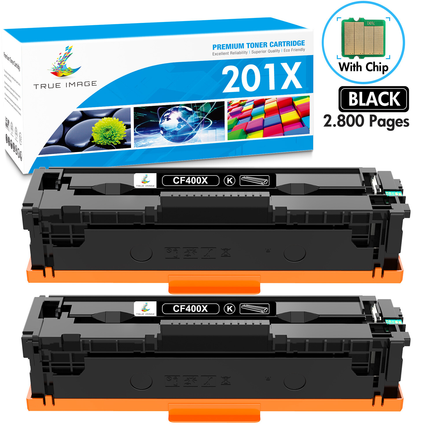 2x Black Toner Compatible for HP 201X CF400X LaserJet Pro MFP M277dw M277 M252dw