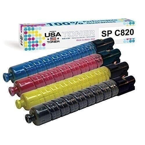Compatible toner for use in Ricoh SP C820, SP C821(CMYK, 4 pk)