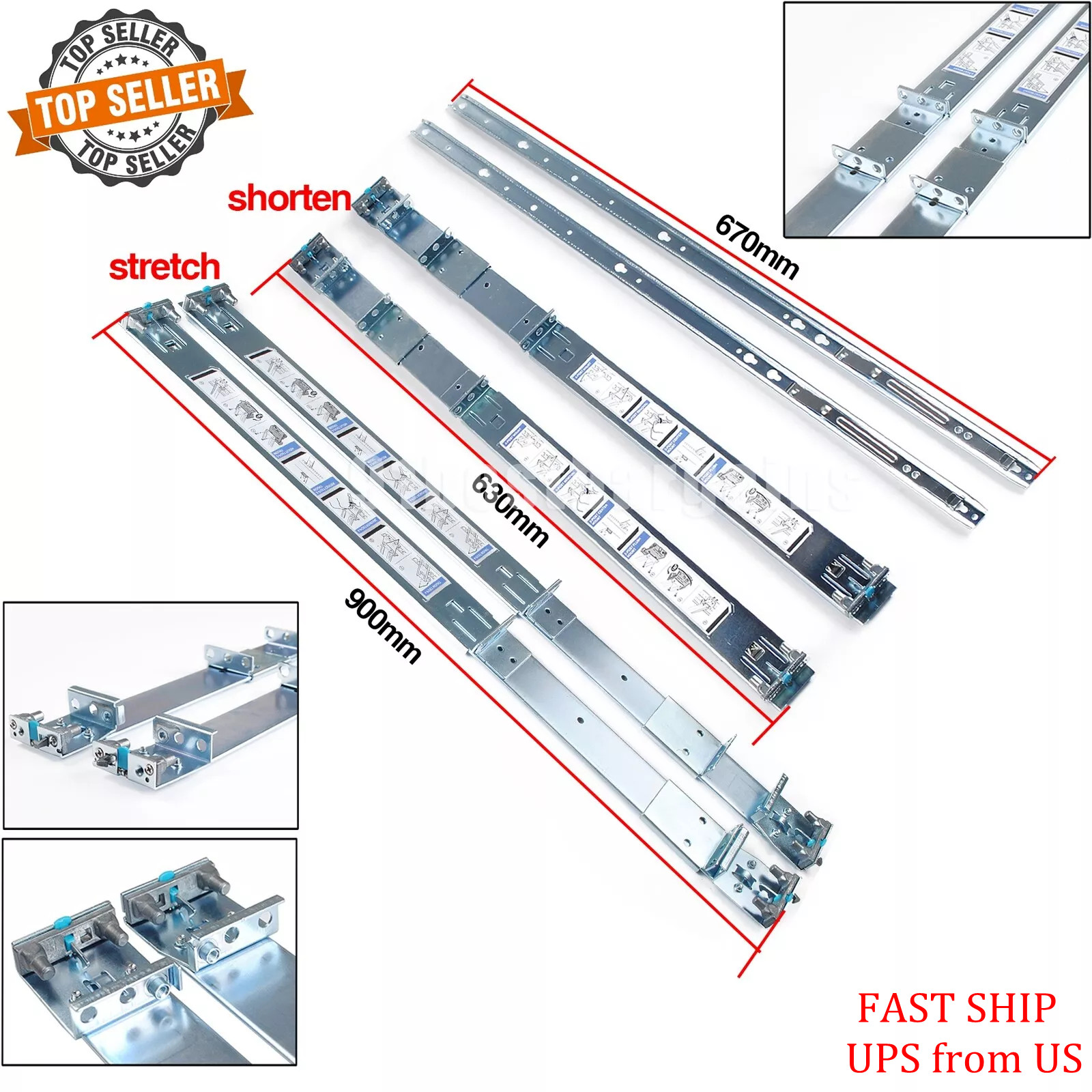 1U Static Ready Rail Kit Dell R740 R640 R620 R440 R430 R420 R330  R6415 053D7M