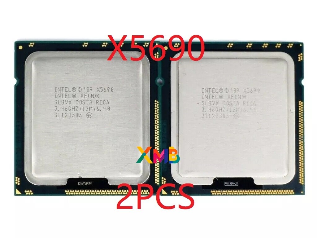 Matched Pair 2pcs Intel Xeon X5690 3.46GHz SLBVX 6 Core LGA1366 CPU Processor