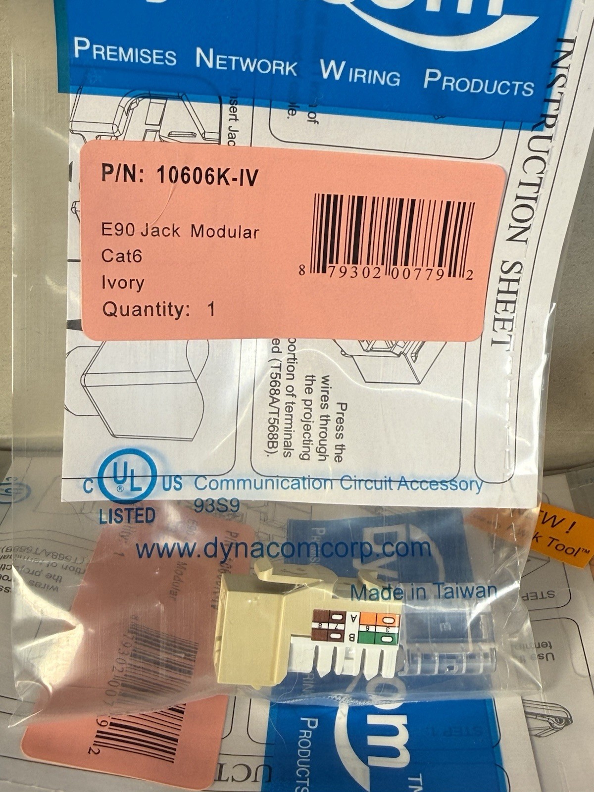 Dynacom Cat 6 Ivory Keystone Jack Lot Of 22 10606K-IV