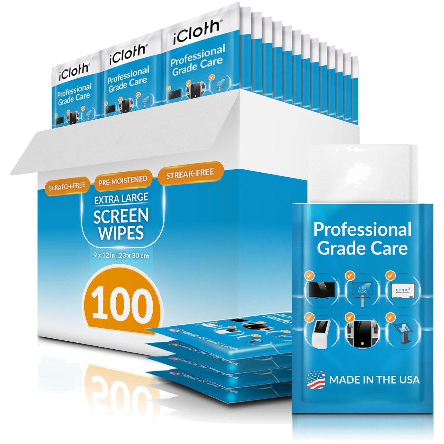 Streak-Free XL Screen Wipes, Removes Fingerprints, Smudges