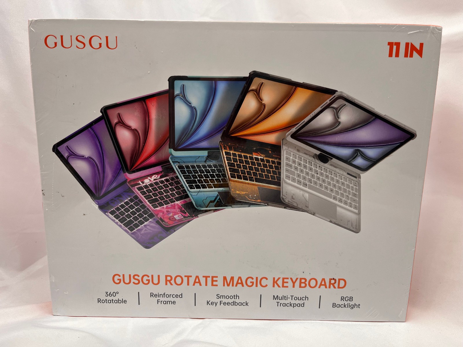 NEW GUSGU 11" Rotate Magic Keyboard Case for iPad Air & Pro RGB Backlit Sealed