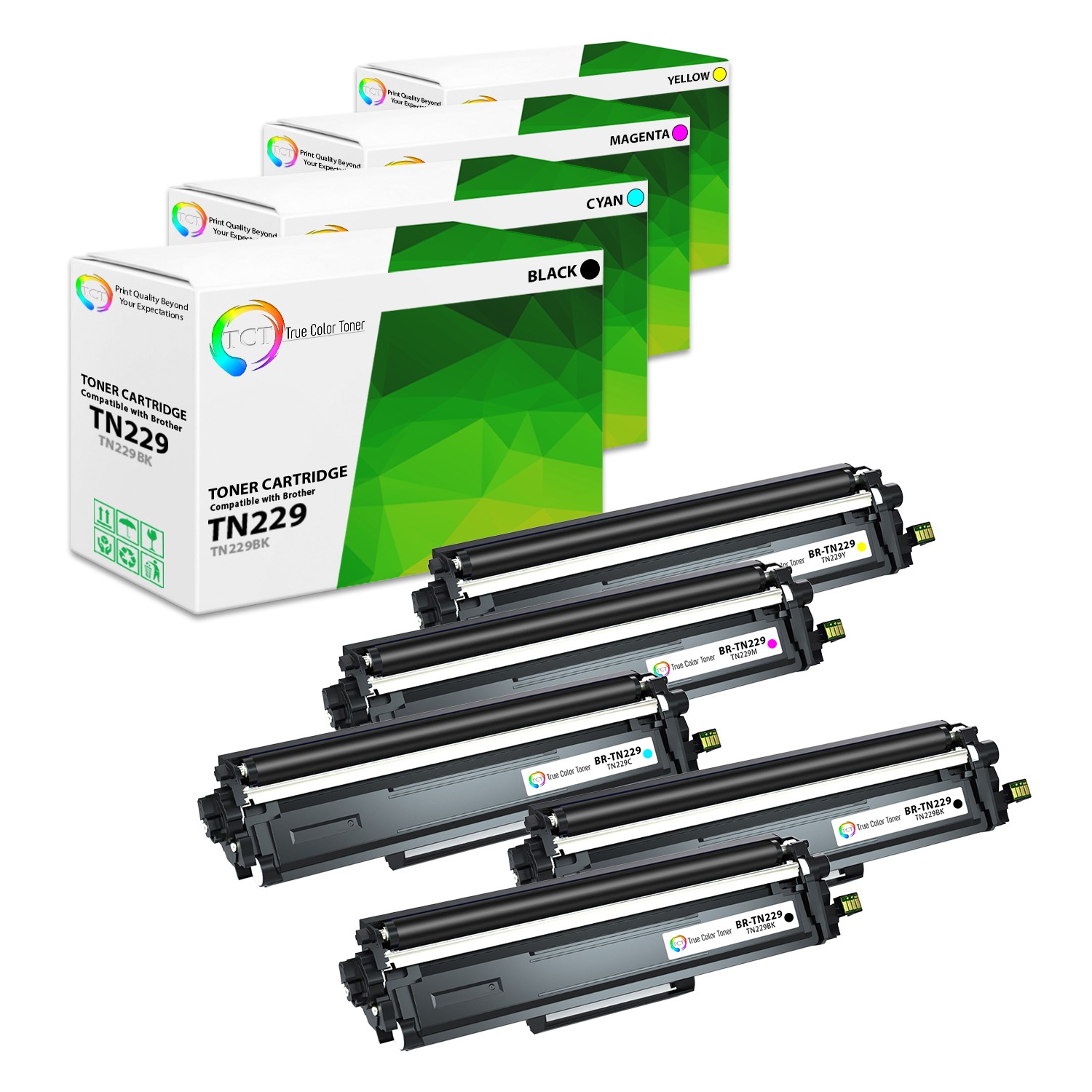 5Pk TCT Premium TN229 BCYM for Compatible Brother MFC-L3780CDW Toner Cartridge