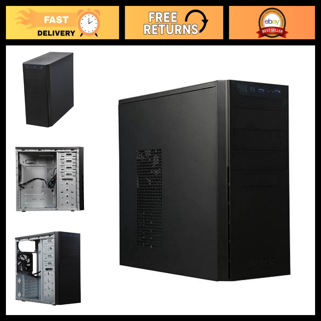 Mid-Tower ATX PC Case, SGCC Steel, USB 3.0, Spacious Interior, Cooling Support