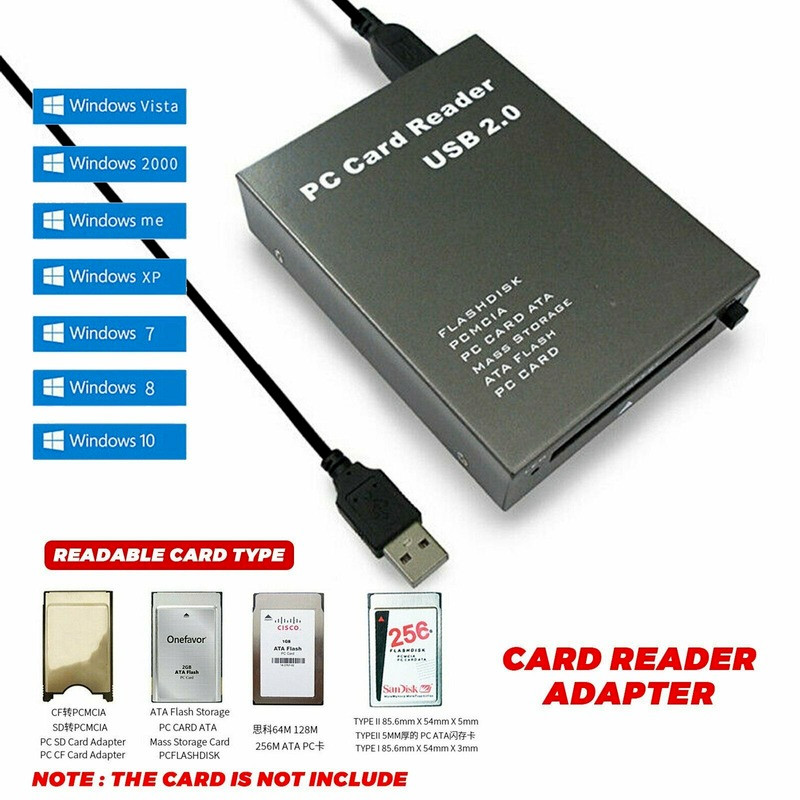 USB 2.0 to PC ATA PCMCIA Adapter Flash Disk Memory Card Reader Plug & Play USA