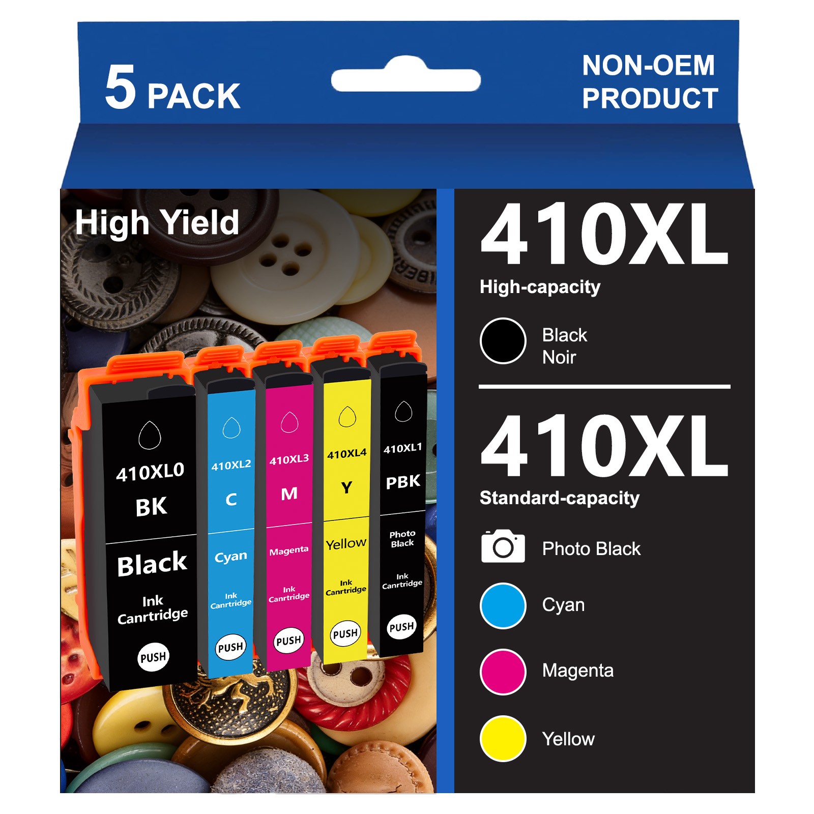 5PK 410XL T410XL Ink For Epson Expression Home XP-830 XP635 XP-630 XP-7100 XP530