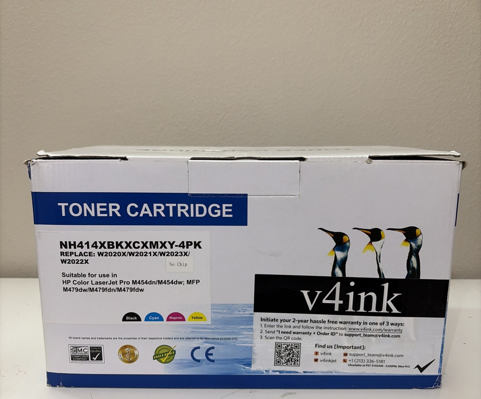 No Chip 4PK W2020X Color Toner Compatible for HP 414X M454dw M479fdw M454dn