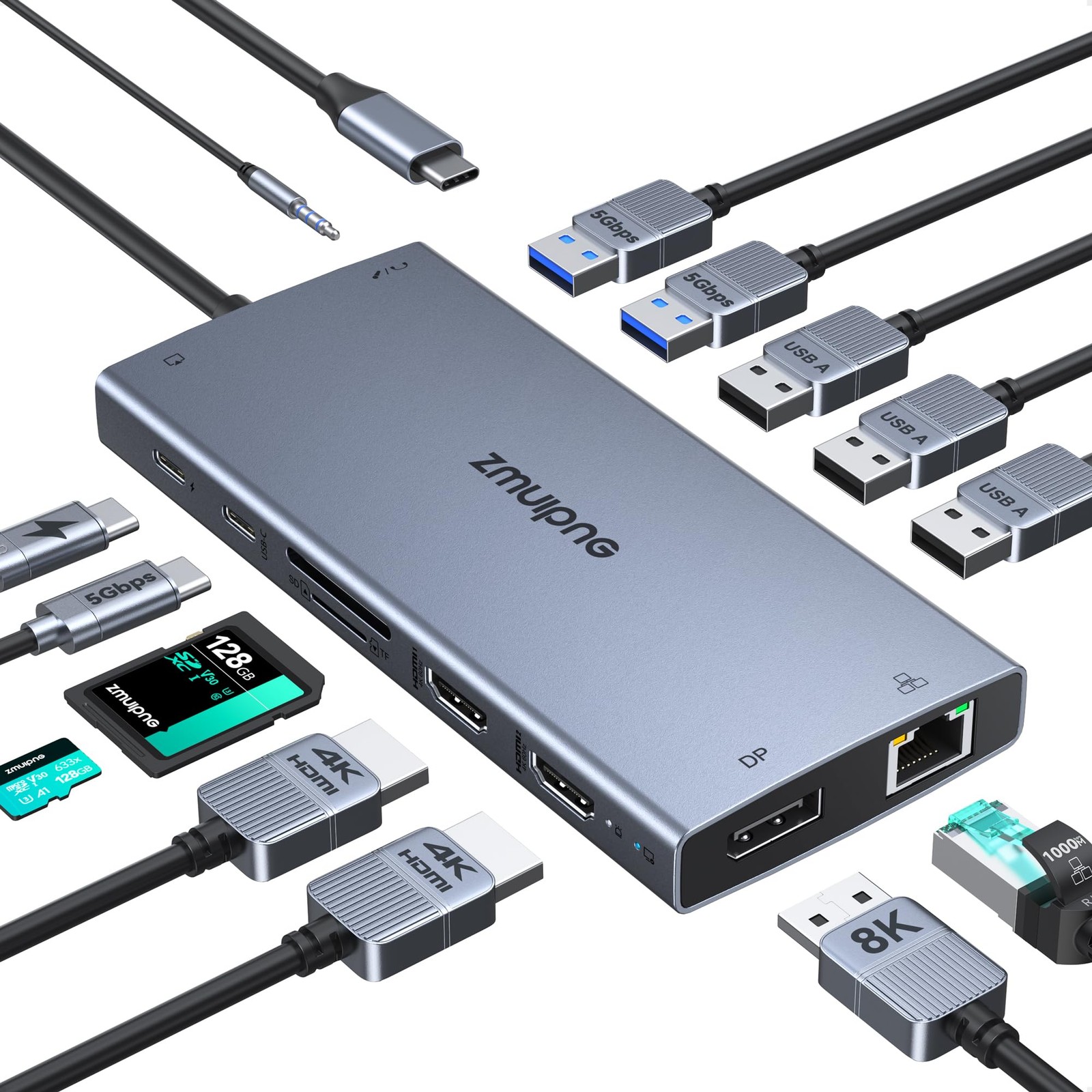 USB C Docking Station Dual Monitor Laptop Docking Station, 15 in 1 Docking St...