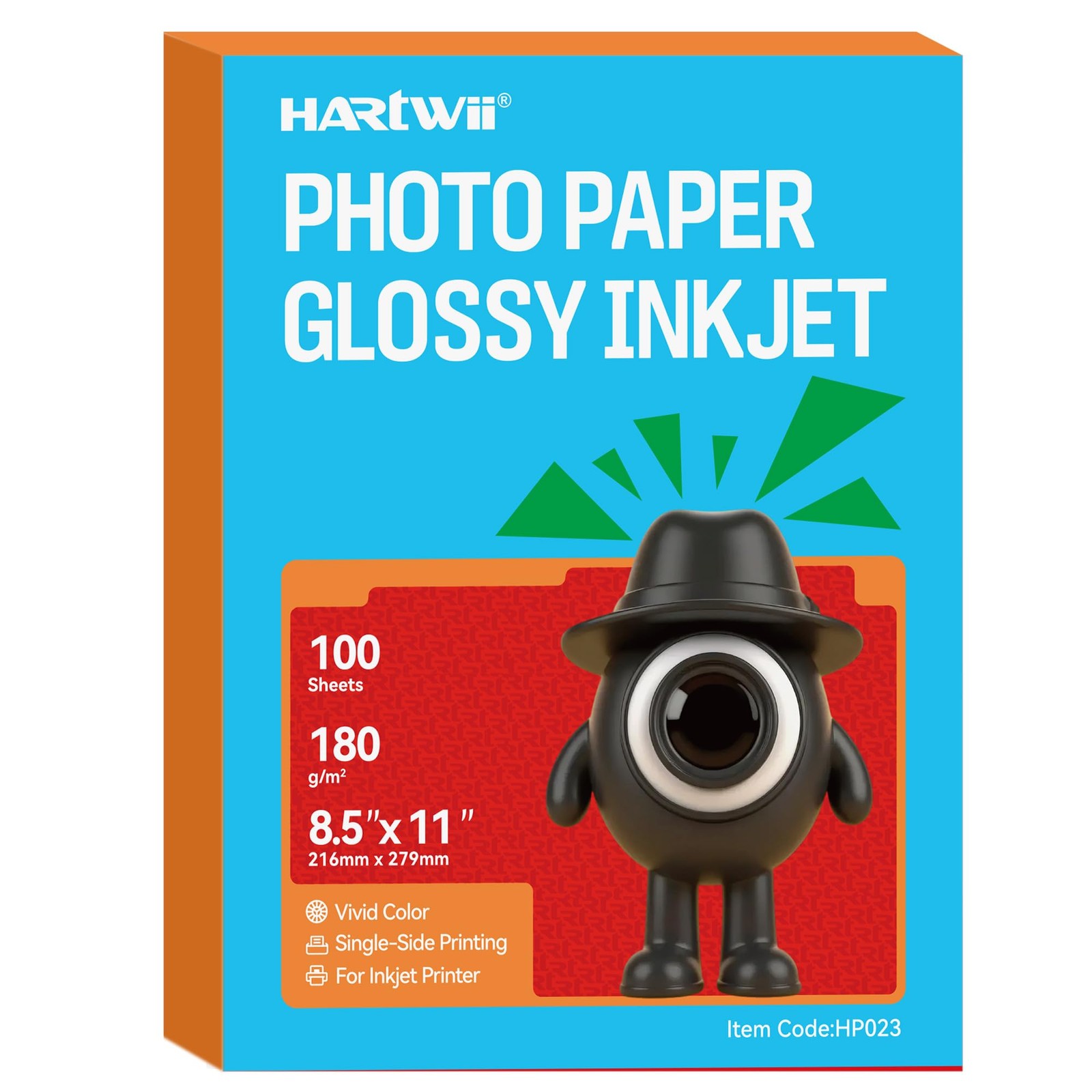 HARTWII 180gsm Glossy Inkjet Photo Paper 8.5x11 inches - 100 Sheets High Glos...