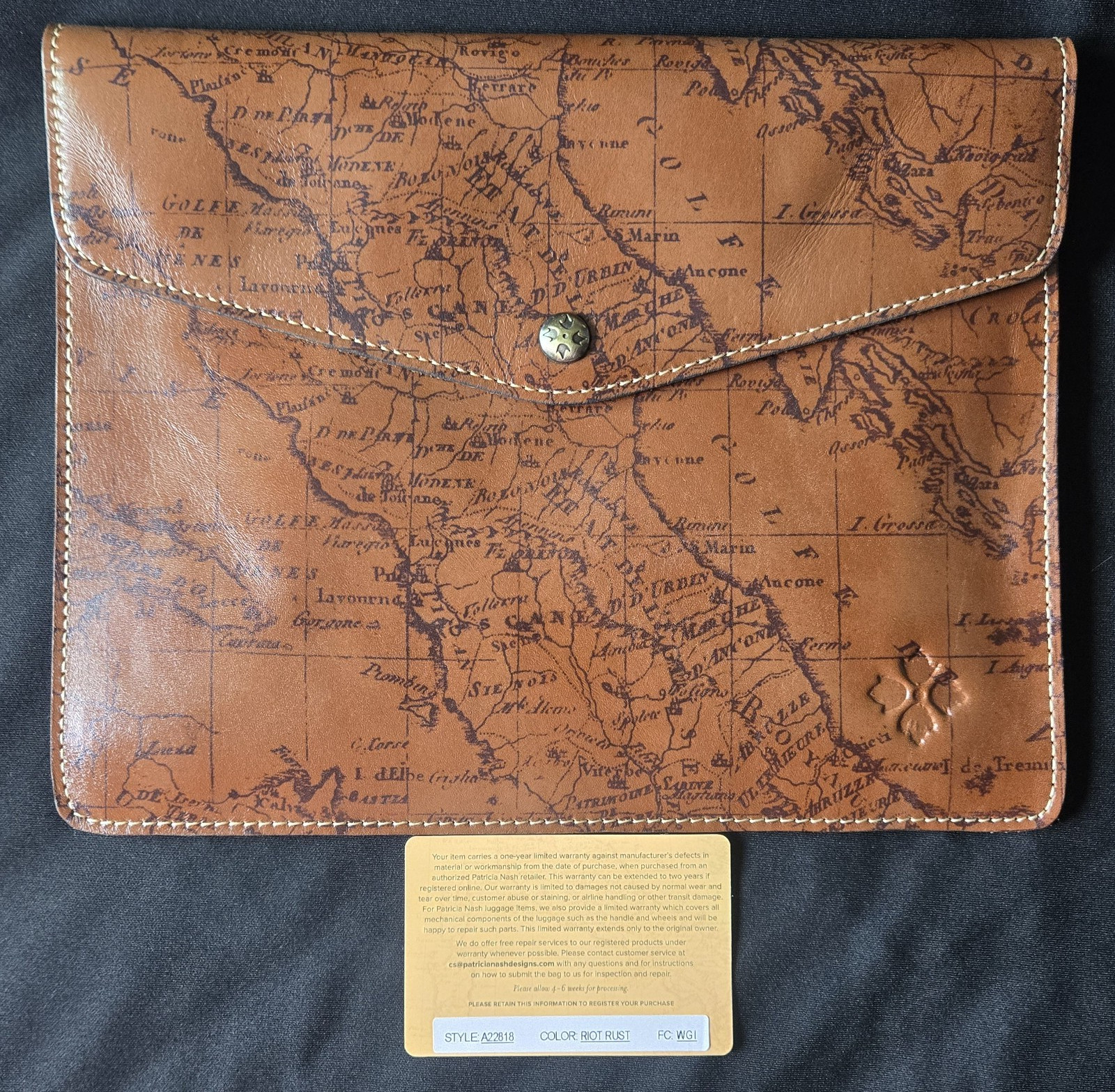 Patricia Nash Vintage Map Leather iPad/Tablet Sleeve Portfolio