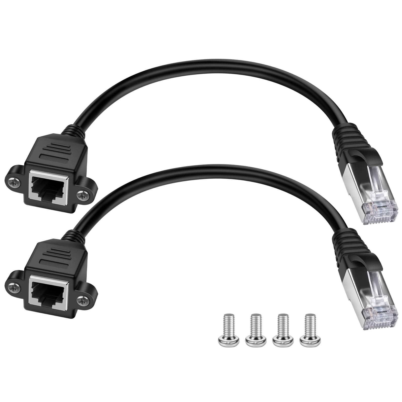 iGreely Ethernet Extender 2Pack RJ45 Male to Female Screw Panel 1Ft, CAT 6