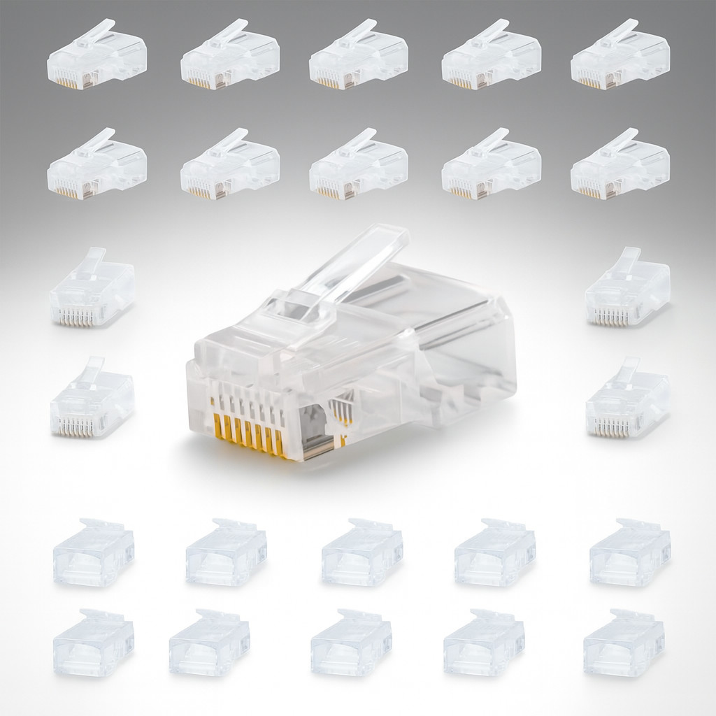 1000 pcs RJ45 Network Modular Plug Cat5 CAT5e Connector Clear 8p8c Gold Plated