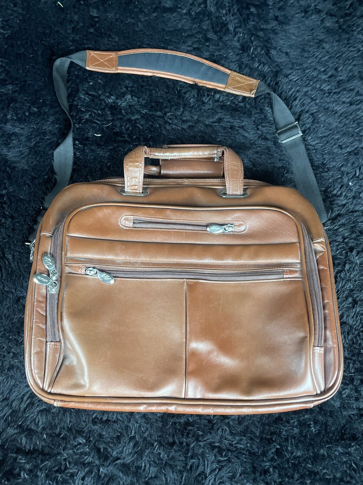 McKlein, leather laptop case bag 17 inch, camel brown,